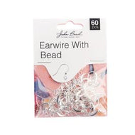 Earwire with bead  60 pcs Silver - 003