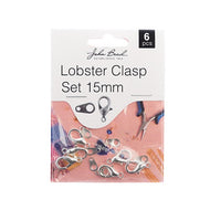Lobster Clasp Set Silver 15mm   6pcs