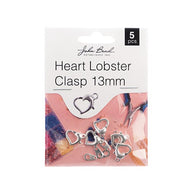 Heart Lobster Clasp Silver 13mm 5 sets