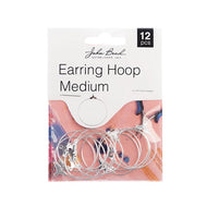 Earring Hoop Medium  Silver 12 pcs - 060