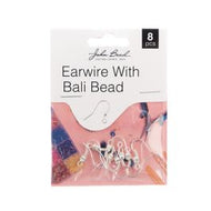 Earwire with Bali bead  8 pcs Silver - 091