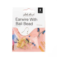 Earwire with Bali bead  8 pcs Gold - 154