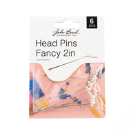 Head Pins  Fancy Silver 2in 6pcs - 172