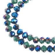 4x6mm Opaque Dark Green with Half Blue Iris Rondelle