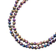 Crystal Lane 4mm Bicone 2-Strand 7in – Opaque Multi Color Iris
