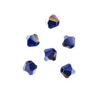 Crystal Lane 4mm Bicone 2-Strand 7in – Opaque Dark Sapphire with Half Multi Color Iris