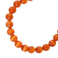 Crystal Lane DIY Cat Eye Round Beads 7in Strand 8mm 22pcs Orange