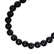 Crystal Lane DIY Cat Eye Round Beads 7in Strand 8mm 22pcs Black