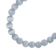 Crystal Lane DIY Cat Eye Round Beads 7in Strand 8mm 22pcs Silver
