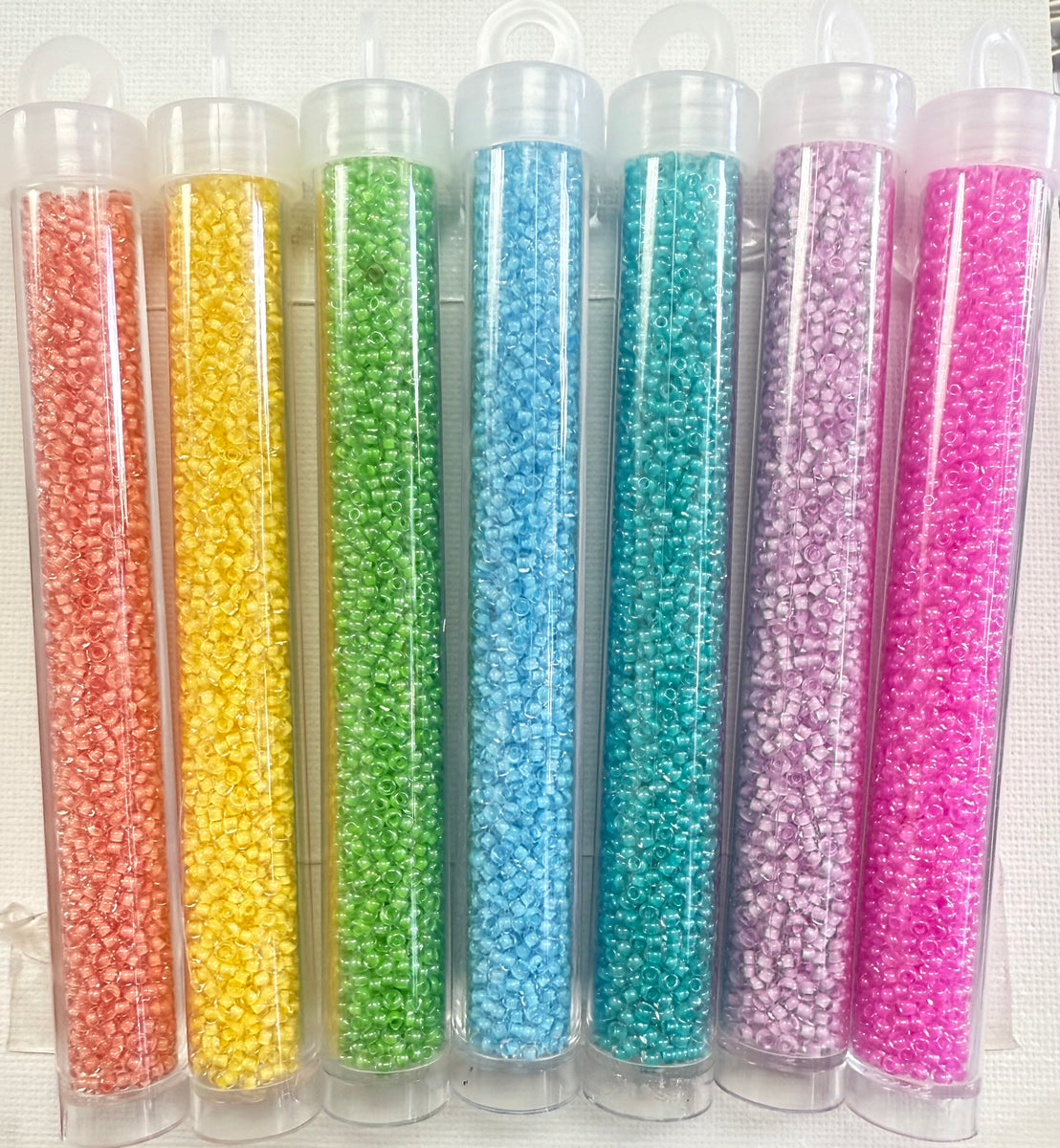Size 10 Pale Colorlined Seed Bead Set Teribeads