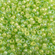Size 10 Seed Beads - Transparent Light Green Rainbow  (G24)