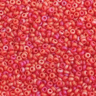Size 10 Seed Beads - Transparent Red AB Matte (R14)