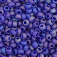 Size 11 Seed Beads - Transparent Navy Blue AB Matte (B02) - 25g Bag