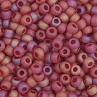 Size 11 Seed Beads - Transparent Light Red AB Matte (R14) - 25g Bag