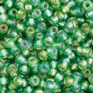 Size 11 Seed Beads - S/L Green Rainbow - 25g Bag (G43)