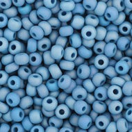 Size 11 Seed Beads - Opaque Medium Blue Ab Matte (B08) - 25g Bag