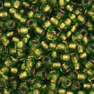 Size 11 Seed Beads - Transparent Green Copperlined (G53) - 25g Bag