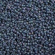 Miyuki Seed Bead 11/0 apx 22g Frosted Glazed/ Rainbow Navy Blue Matte AB