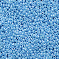 Size 10 Seed Beads - Opaque Rainbow Light Blue