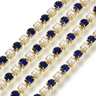 H - Dark Blue & Pearl with Gold Chain