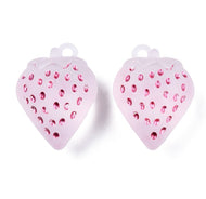 Frosted Pink Strawberry Charm (2 pieces)
