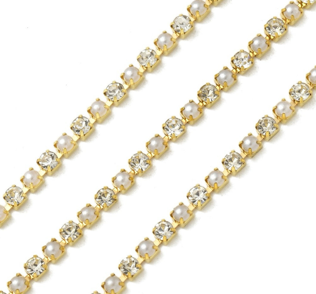 U1 - Gold with Crystal & Pearl