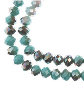 4x6mm Opaque Turquoise Blue with Half Champagne Luster Rondelle (26)