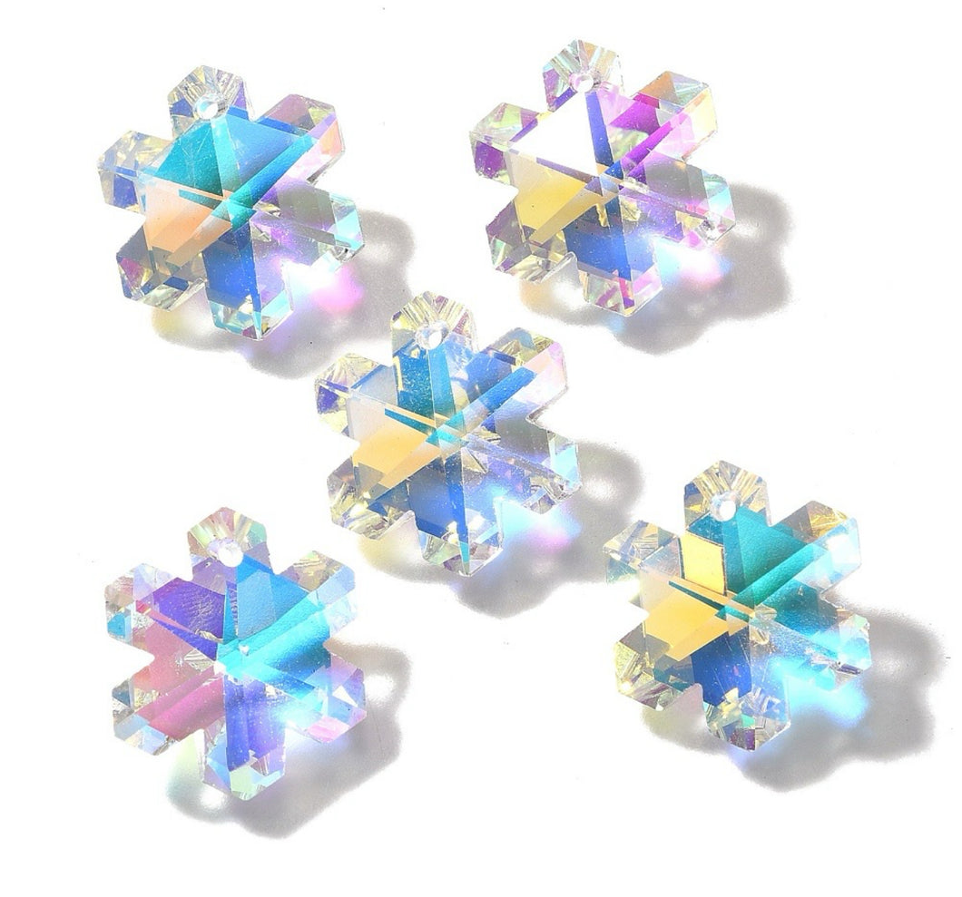 20 mm Snowflake Glass AB Pendant