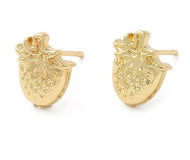 Gold Strawberry Stud Earrings – Embossed Detail