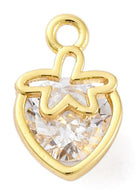 Strawberry Sparkle Charm – 18KT Gold Plated + Cubic Zirconia (1 piece)