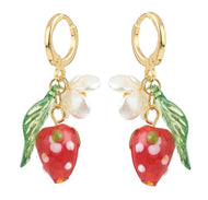 Glass Strawberry Charm Earring