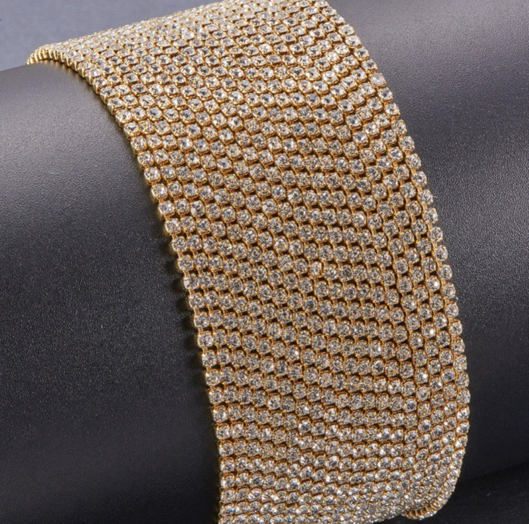 X - Gold with Crystal Stone