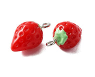 Red Strawberry Charm (2 pieces)