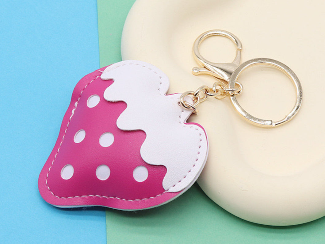 Pink Strawberry Puff Keychain