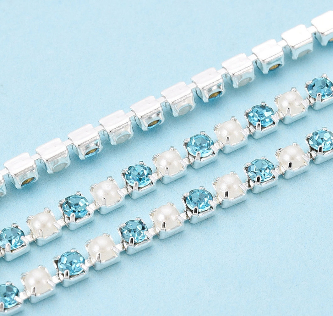 S - Silver with Pearl and Baby Blue