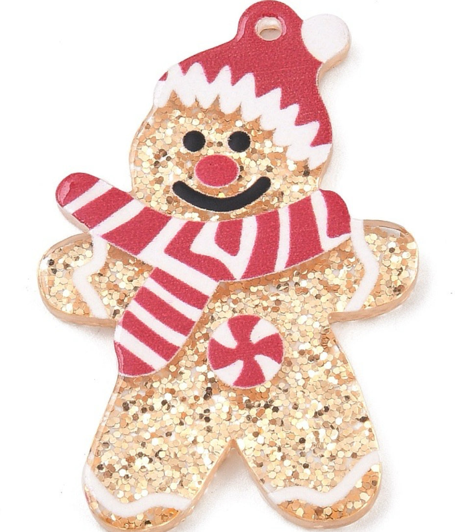 Glitter Gingerbread Man Pendant