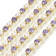 G - Violet & Pearl with Gold Chain