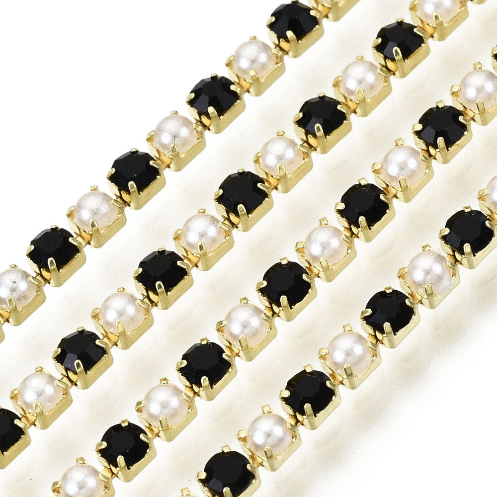 B - Black & Pearl with Gold Chain