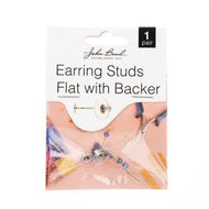 Earring Studs Flat with Backer Silver 1 pair  - 188