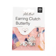 Earring Clutch Butterfly Silver 20 pcs  - 192