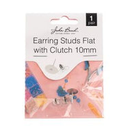 Earring Studs Flat with Clutch Silver 1 pair  - 202