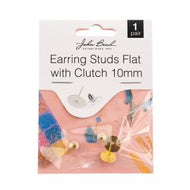Earring Studs Flat with Clutch 10mm Gold 1 pair  - 203