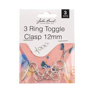 3 Ring Toggle Clasp Silver 12mm  3 Sets - 210
