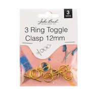3 Ring Toggle Clasp Gold 12mm  3 Sets - 211