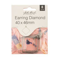 Earring Diamond Silver 40 x 46mm 8pcs - 220