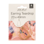 Earring Teardrop Gold 23 x 49mm 8pcs - 227