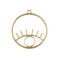Beadwork Findings Gold Pendant Circle with Eye 22x24mm 5pcs