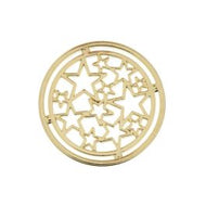 Beadwork Findings Gold Pendant Circle with Stars 22mm 6pcs