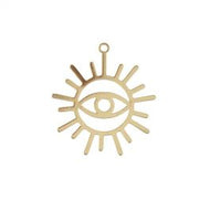 Beadwork Findings Gold Pendant Eye in Sun 23x25mm 3pcs