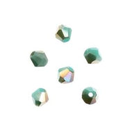 Crystal Lane 4mm Bicone 2-Strand 7in – Opaque Turquoise with Half Champagne Luster